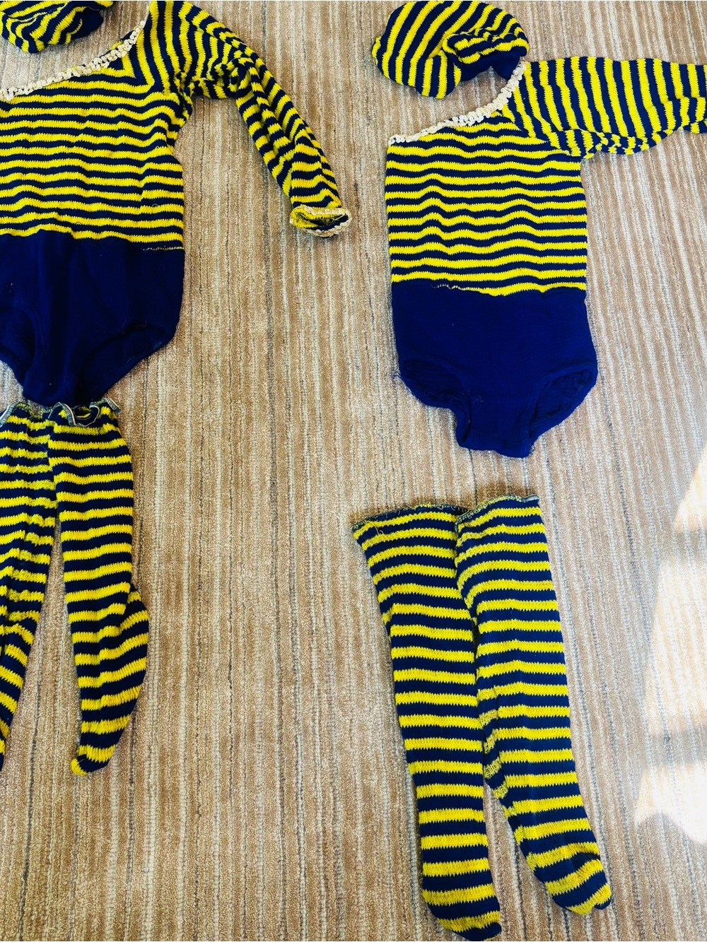 Striped Yellow and Navy Women’s Knit Bodysuit Tween /small adult (2)